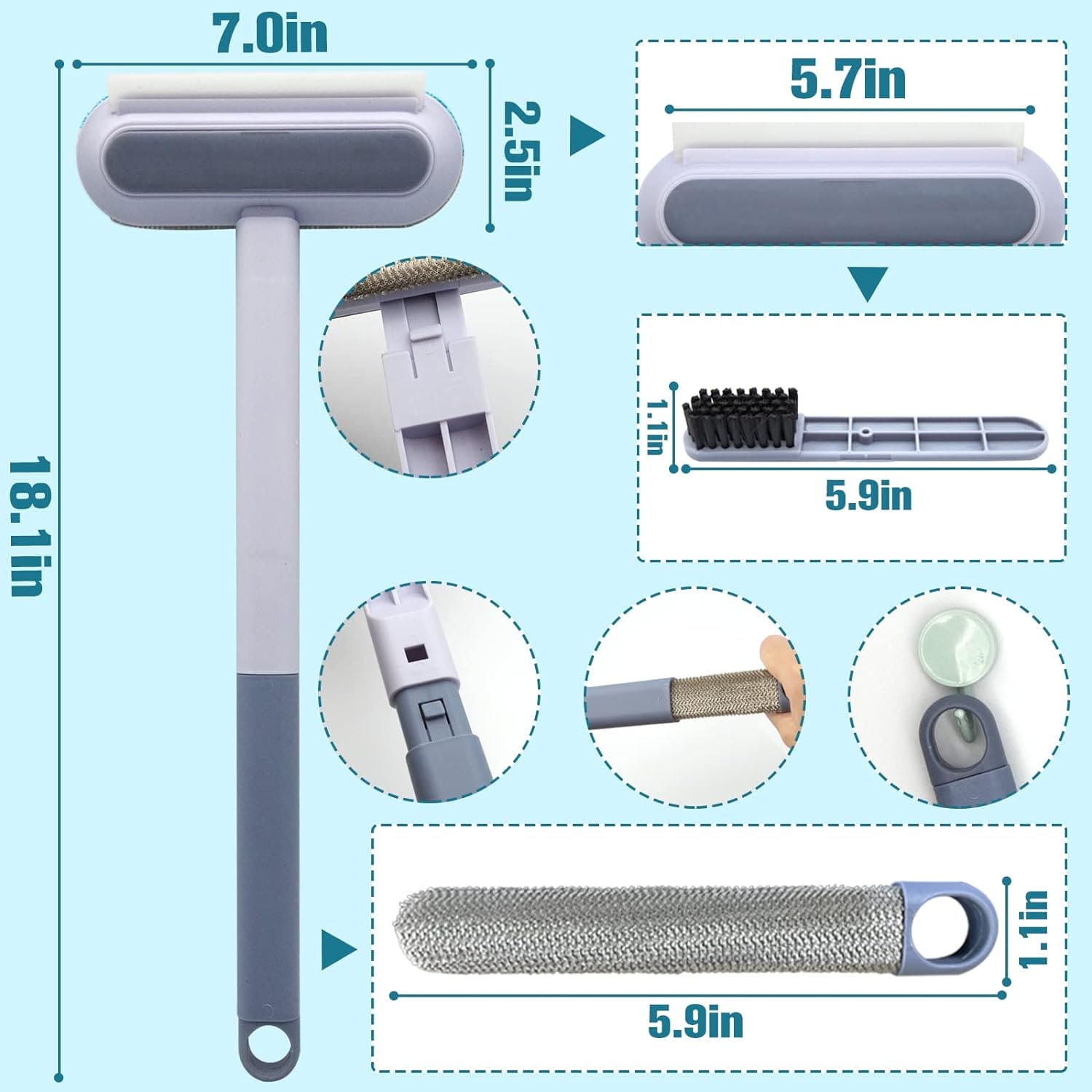 4 In 1 Window Washer Kit, Multifunctional Mesh Screen Brush, Washable Household Cleaning Accessories, Multipurpose Magic Scrubber Brush, Double Sided Detachable Window Cleaner Tool 4 In 1 Window Washer Kit, Multifunctional Mesh Screen Brush, Washable Household Cleaning Accessories, Multipurpose Magic Scrubber Brush, Double Sided Detachable Window Cleaner Tool